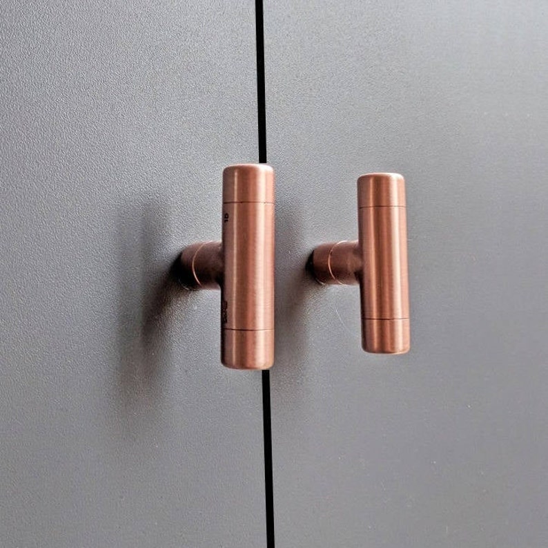 Modern Pure Copper Door Knobs | Copper Kitchen Door Knobs | Antique Copper Drawer Knobs