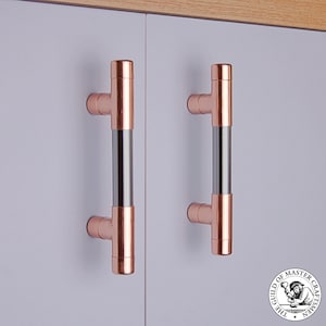 Handmade Copper & Chrome T Bar Door Pull Handle