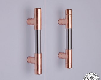 Handmade Copper & Chrome T Bar Door Pull Handle