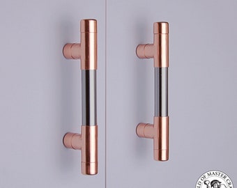 Copper & Chrome T Bar Door Pull Handles | Copper Door Handles | Copper Kitchen Door Handles | Copper Handles