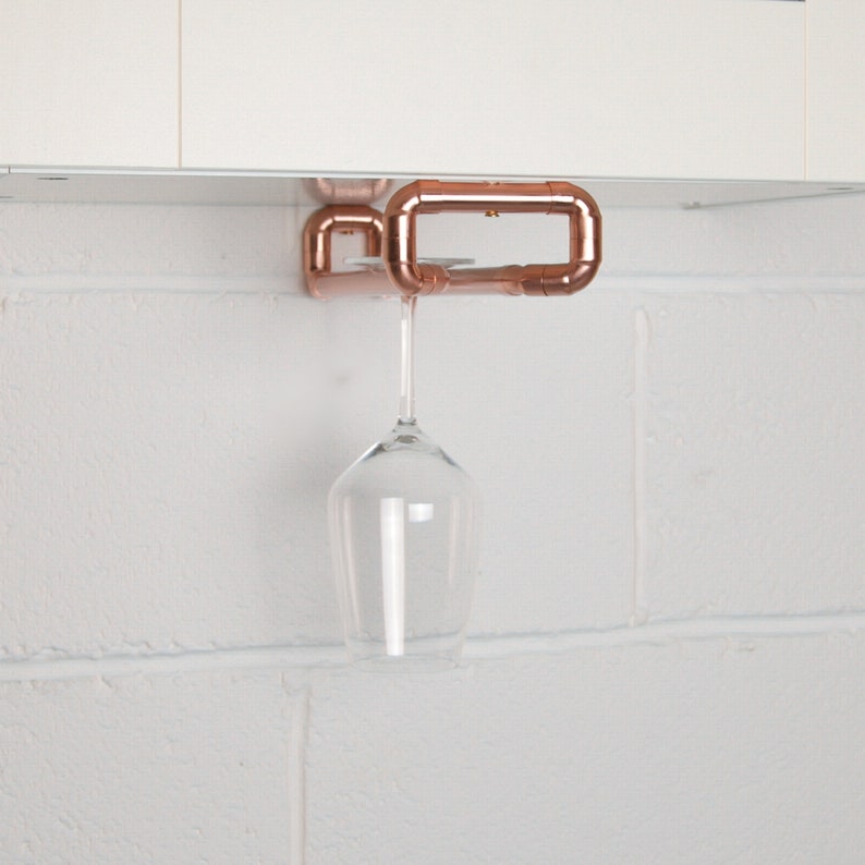 Copper Wine Glass Hanger Wine Glass Rail Under Etsy