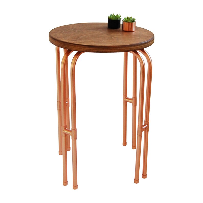 Night Stand**Next Day Shipping** Copper /& Birchwood Side Table Bedside Table