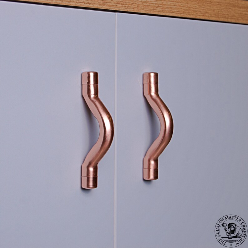 Curved Copper Drawer Pull Handle Copper Door Handle Etsy
