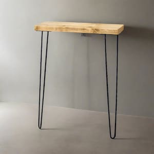 Narrow Console Table With Hairpin Legs | Wooden Rustic Hallway Table