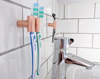 Copper Toothbrush Holder & Razor Holder