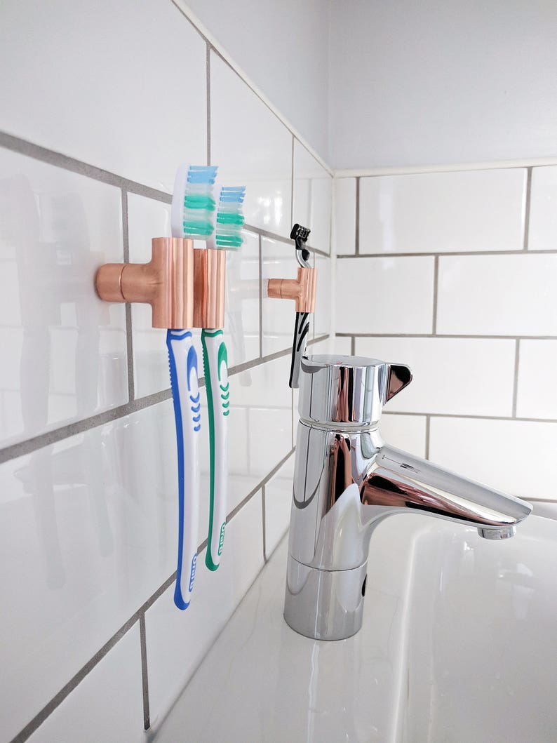 Copper Toothbrush Holder & Razor Holder image 1