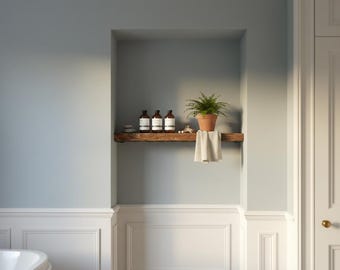 Handmade Angled Iron Alcove Shelf Bracket | Beeswax Finish