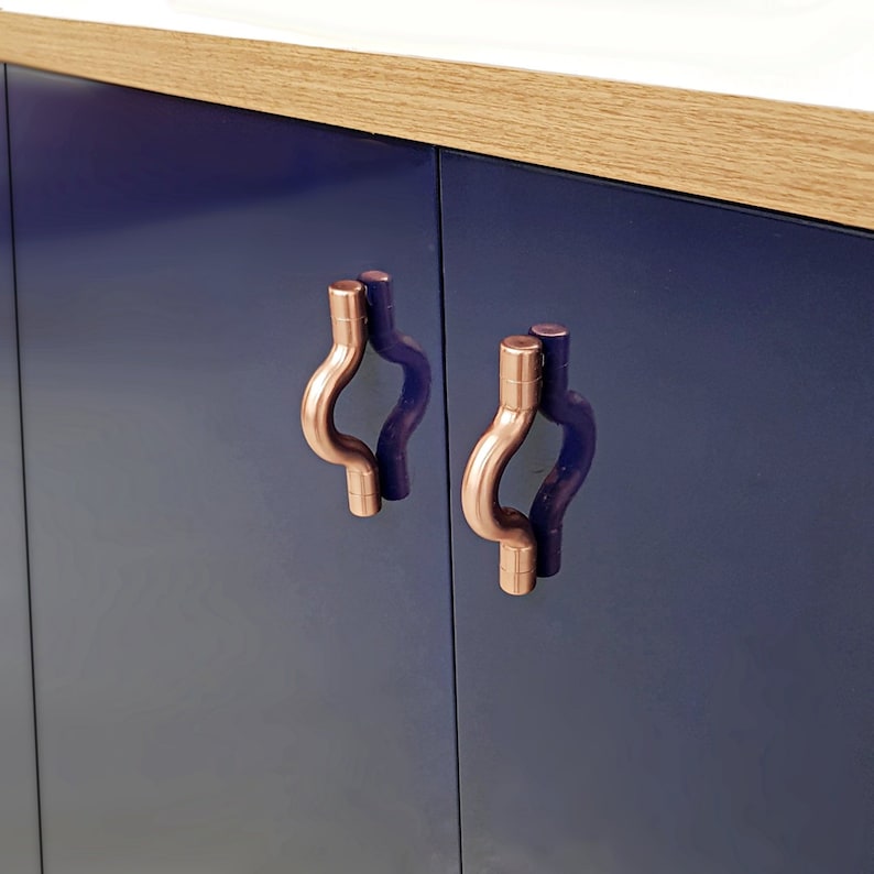 Curved Copper Drawer Pull Handle Copper Door Handle Etsy