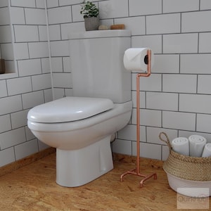 Pure Bare Copper Floor Standing Toilet Roll Holder: Modern Bathroom Decor