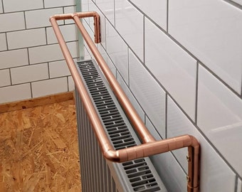 Modern Pure Copper Double Rail Towel Rail | Towel Bar | Bathroom Towel Rail | Industrial Bathroom Decor