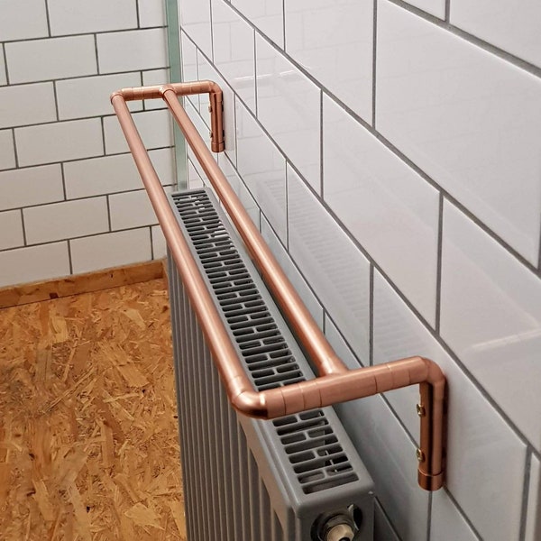 Modern Pure Copper Double Rail Towel Rail | Towel Bar | Bathroom Towel Rail | Industrial Bathroom Decor