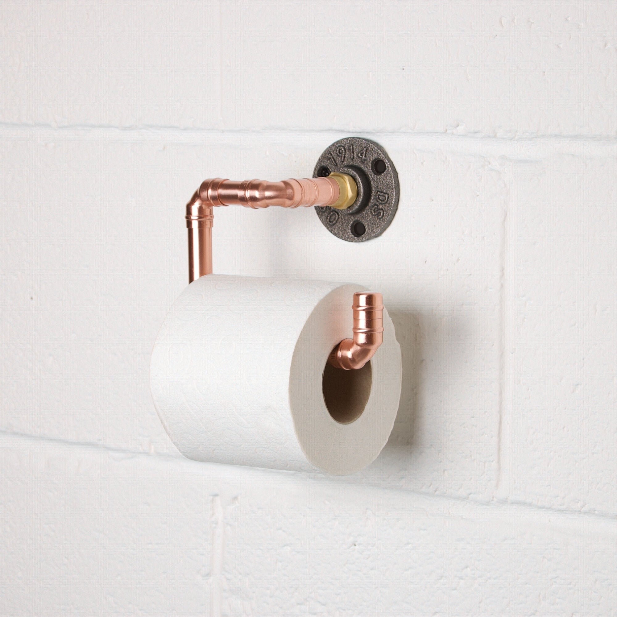 Copper Toilet Roll Holder Industrial Chic Loo Roll Holder Copper Pipe Bathroom Fittings Toilet Paper Holder Etsy Ireland
