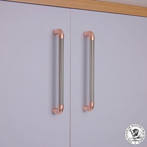 Copper And Chrome Kitchen Door Pull Handle | Copper Drawer Handle