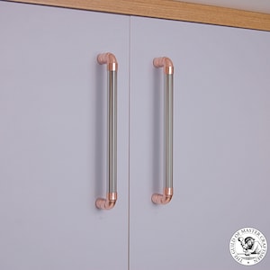 Copper And Chrome Kitchen Door Pull Handle | Copper Drawer Handle