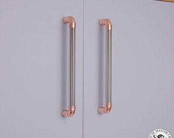 Copper And Chrome Kitchen Door Pull Handle | Copper Drawer Handle