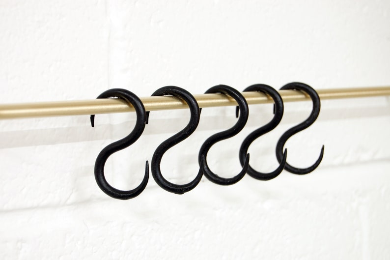 Black Or Antique Iron 'S' Shape Hand Forged Utensil Hooks | Black Kitchen Utensil Hook | Antique Iron S Hook