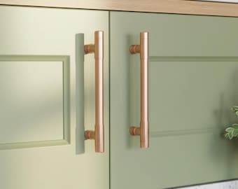 Handmade Pure Copper T Bar Cabinet Handles UK – Kitchen Drawer Hardware – Custom Sizes Available