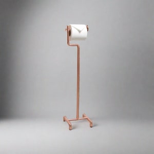 Handmade Copper Floor Standing Toilet Roll Holder: Modern Bathroom Decor