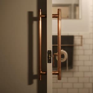 Handmade Copper Handles: Internal Barn Door Hardware