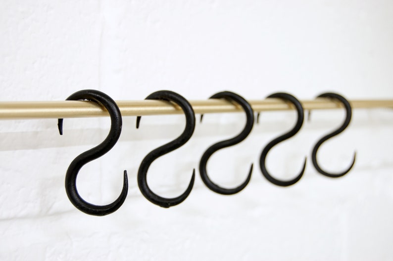 Black Or Antique Iron 'S' Shape Hand Forged Utensil Hooks | Black Kitchen Utensil Hook | Antique Iron S Hook