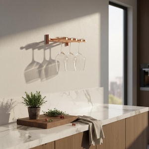 Portabicchieri da vino in rame fatto a mano: portaoggetti da parete per bar di casa