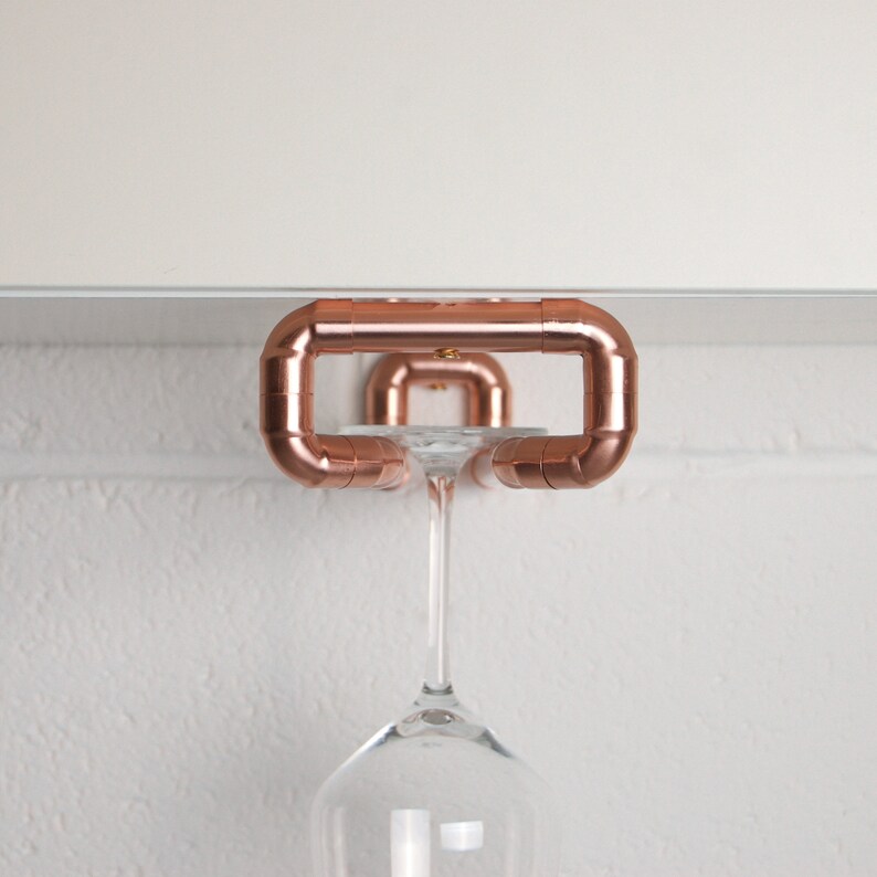 Copper Wine Glass Hanger Wine Glass Rail Under Etsy