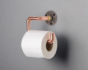 Copper Toilet Roll Holder | Industrial Chic Loo Roll Holder | Copper Pipe Bathroom Fittings