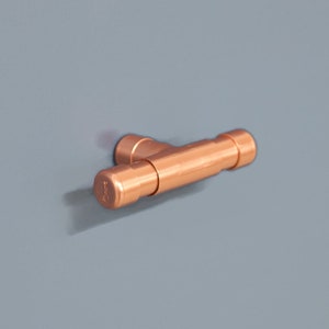 Handmade Copper Cabinet Handle: Modern Door Knob, Satin Polished