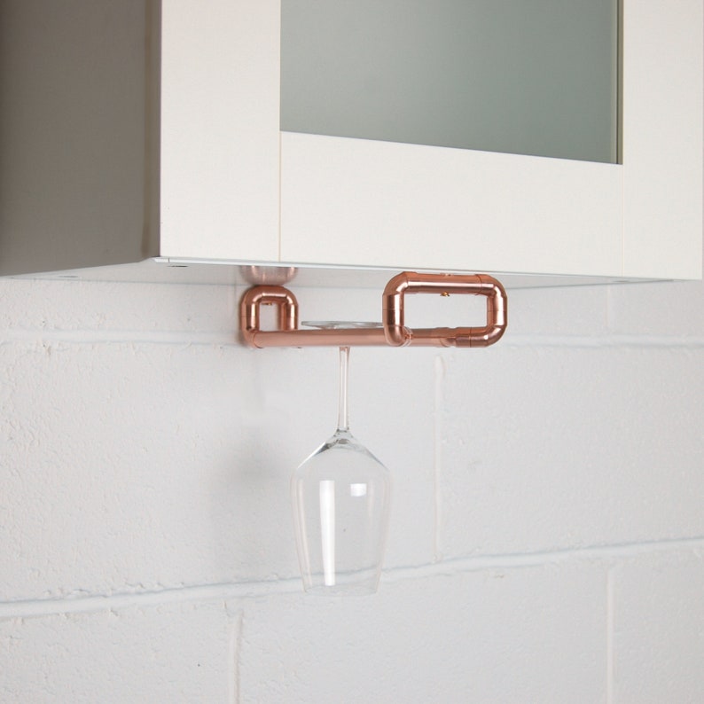 Copper Wine Glass Hanger Wine Glass Rail Under Etsy