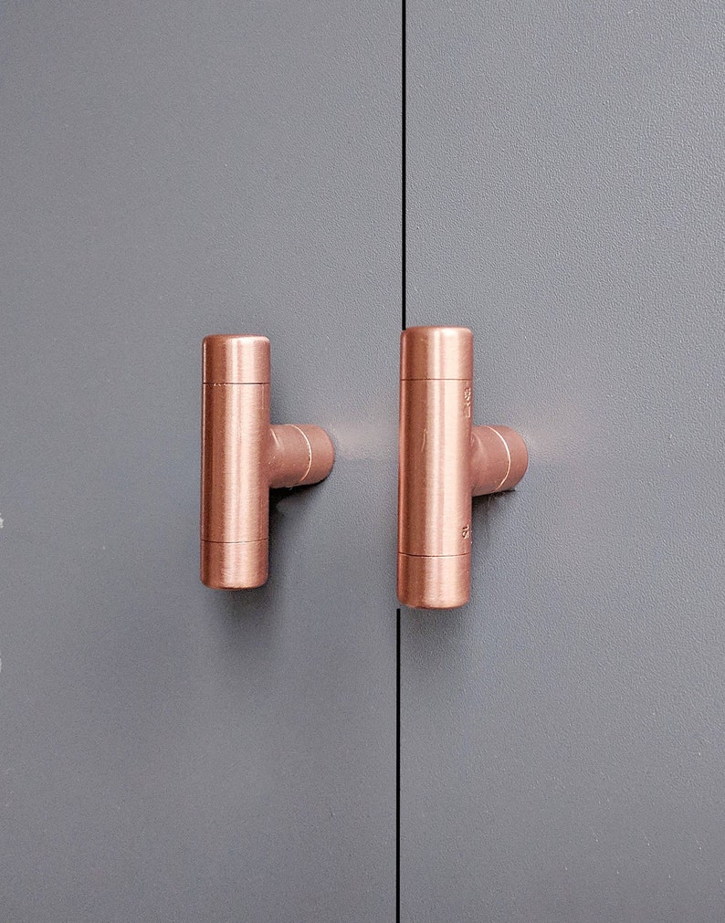 Modern Pure Copper Door Knobs | Copper Kitchen Door Knobs | Antique Copper Drawer Knobs