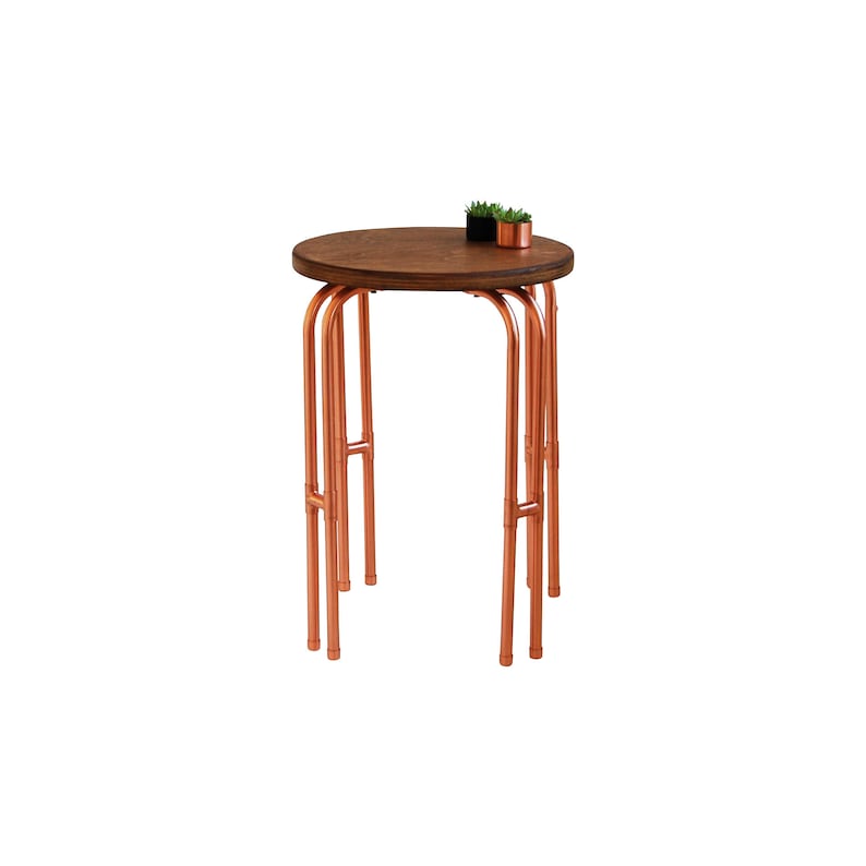 Night Stand**Next Day Shipping** Copper /& Birchwood Side Table Bedside Table