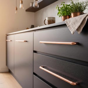 Handgefertigte Lange Kupfer Griffe für Küchenschränke - 22mm Durchmesser