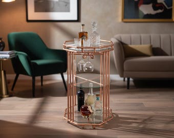 Copper Art Deco Bar Cart: Bespoke Drinks Table