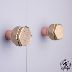 Handmade Hexagonal Brass Door Knob: Modern Cabinet Hardware