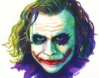 The Joker, Giclee Print of Marker Sketch of Heath Ledger