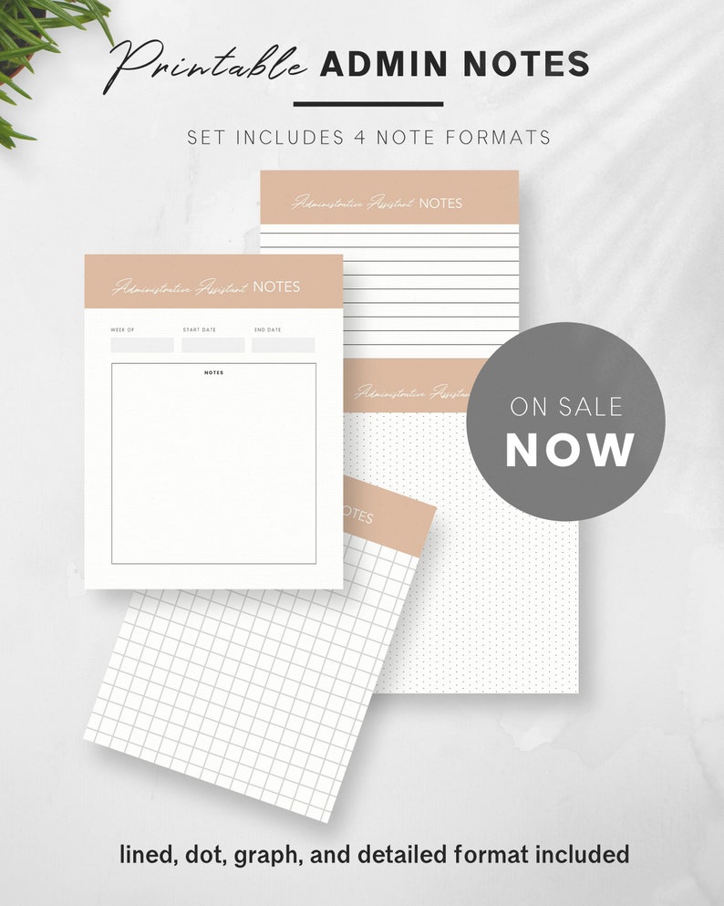 Administrative Assistant Printable Note Taking Paper Dot Etsy