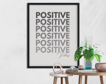 Positive Vibes Printable Wall Art Poster | Office and Cubicle Artwork and Decor | Inspirational Gift | Positive Affirmation Digital Download