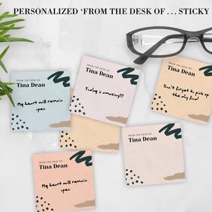 Personalized 'From the Desk Of . . . ' Sticky Note Pads: Minimalist Office Stationery (3x3 in)