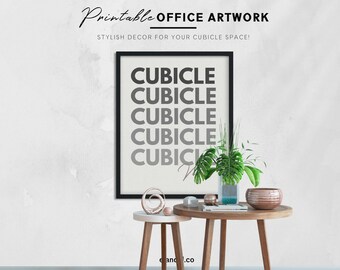 Grafika Cubicle Vibes do druku: Nowoczesny wystrój biura (pobranie cyfrowe)