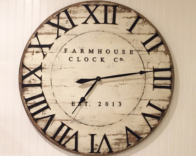 Extra Large Roman Numeral Farmhouse Clock Co. 3040 Inch Wooden Clock