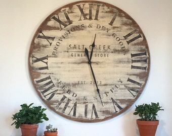 Antiqued General Store Oversized wall clock