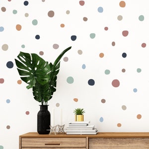 Pack of 140 Boho Polka Dot Wall Stickers, Irregular Polka Dot Wall Decals, Neutral Rainbow Nursery Wall Decor, Modern Kids Room Trendy Decor
