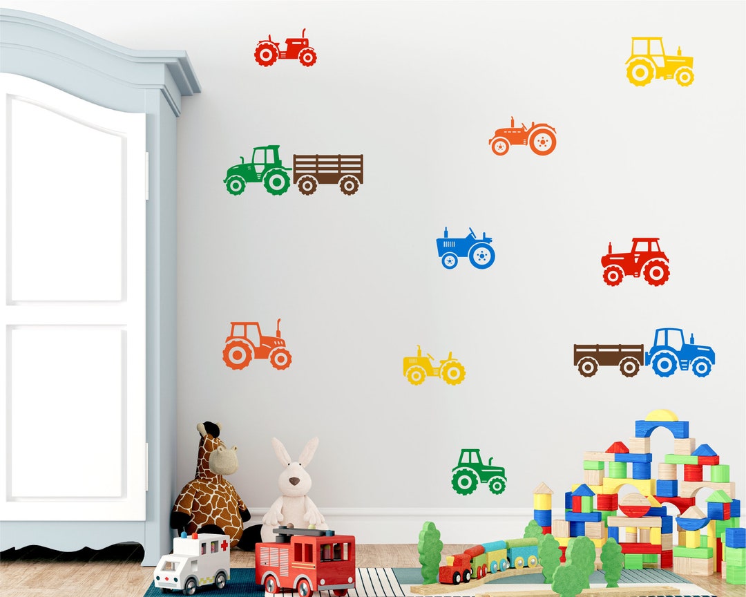 Tractor Wall Stickers Farm Tractors Wall Decals Boys Room Etsy