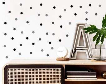 Pack of 200 Small Polka Dots Black and Grey Stickers, 1 inch, Polka Dot Circle Wall Decals, Modern Spots Wall Stickers, Scandi Nursery decor