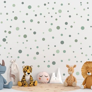 Pack of 160 Polka Dots Nursery Wall Stickers, Sage Green Baby Room Wall Decals, Mint Green Spotty Playroom Decor, Scandinavian Wall Stickers