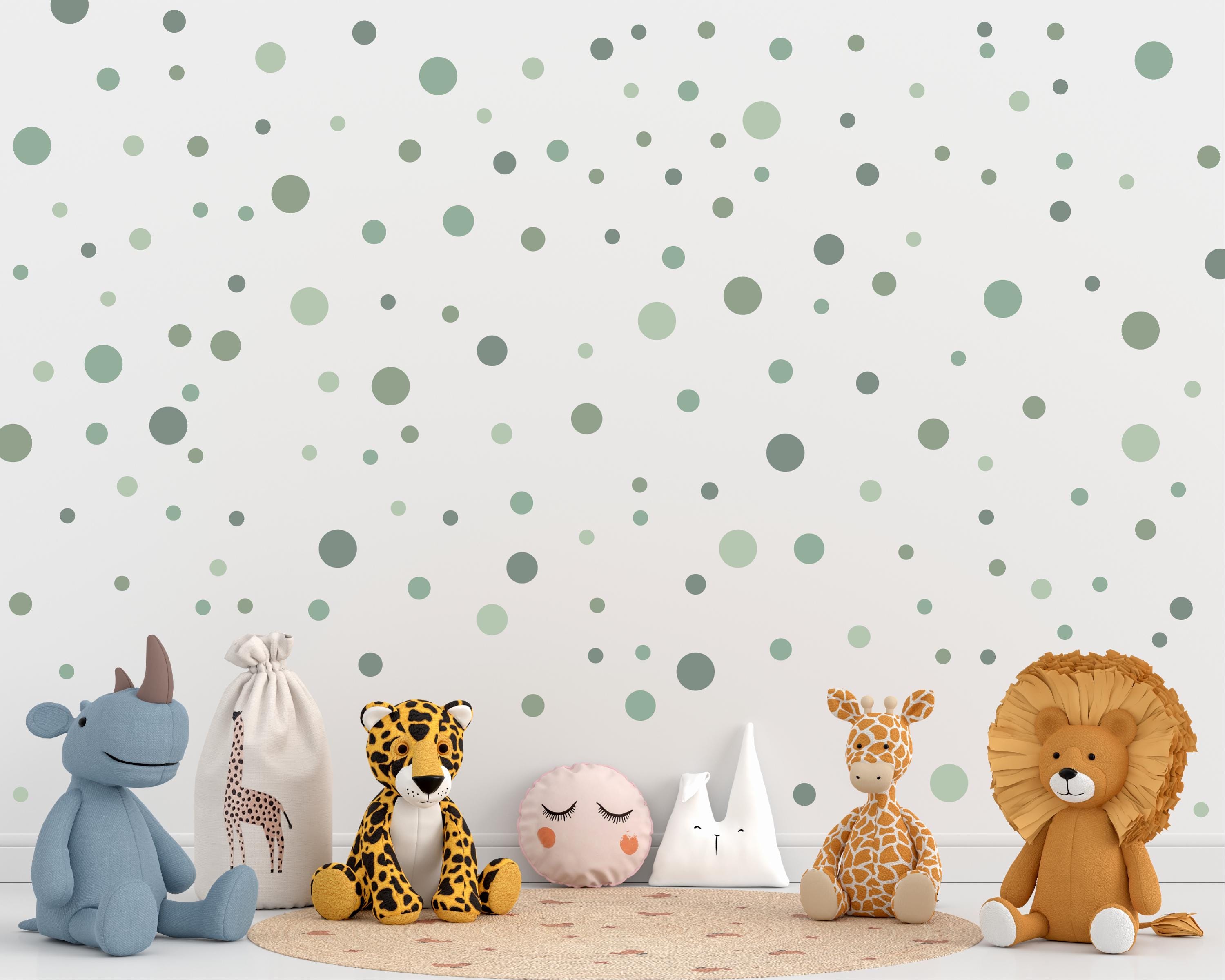 Pack of 160 Polka Dots Nursery Wall Stickers, Sage Green Baby Room Wall Decals, Mint Green Spotty Playroom Decor, Scandinavian Wall Stickers