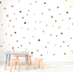 Pack of 140 Safari Themed Polka Dot Wall Stickers, Hand Drawn Irregular Polka Dots Kids Room Wall Decals, Tropical Jungle Nursery Decor