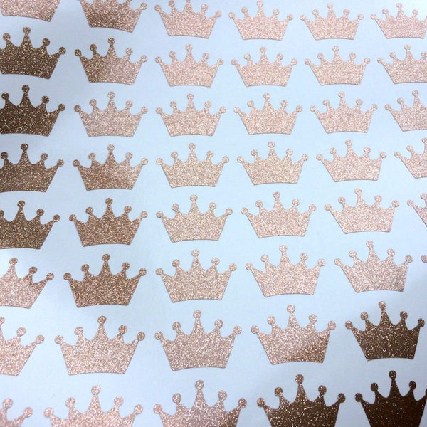 Glitter crown stickers, Princess crown decals, Princess themed party stickers, Sparkling crown stickers, Favor bags stickers, Envelope seals