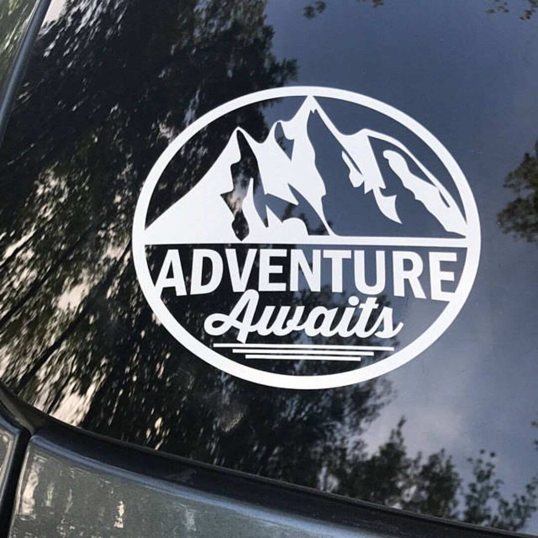 Adventure Awaits Vinyl Decal: Mountain Campervan Sticker - Etsy