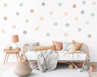 Watercolor Polka Dot Wall Decals: Neutral Nursery Decor (40 Pack)